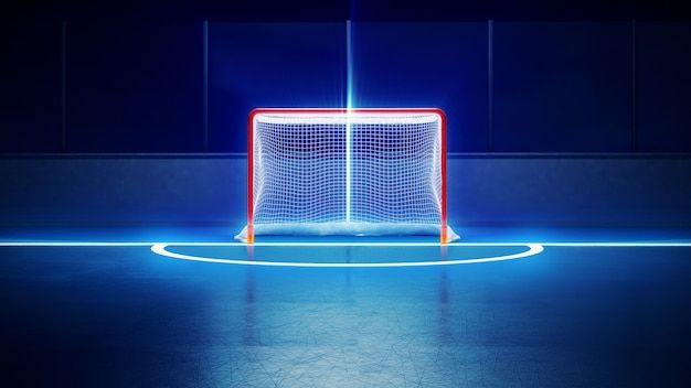Ice hockey player standing near the goal